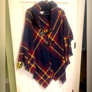 EUC Purple Plaid Cape one size